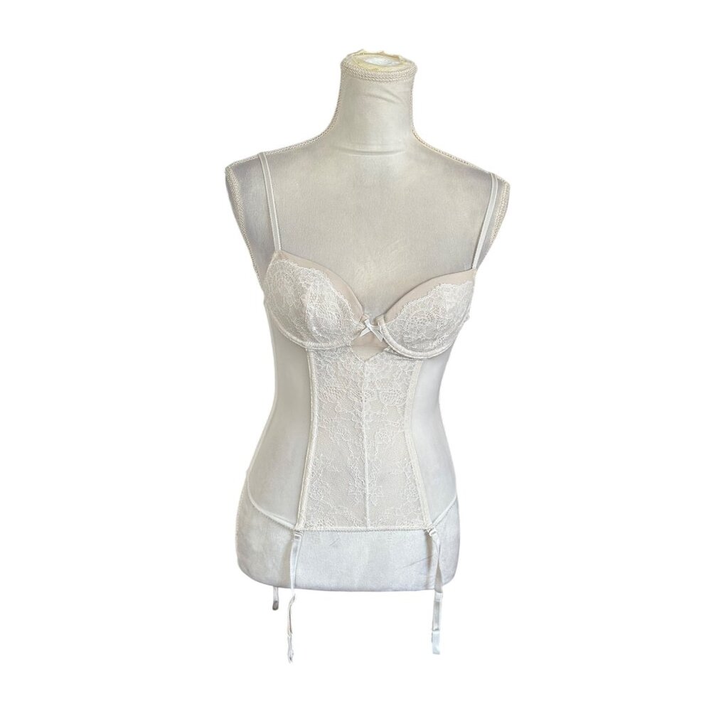 Victoria's Secret corset 32B Y2KGarter Bustier Lingerie Bonning Mesh Rare Bridal